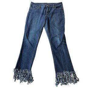 The Limited Denim Bootcut 312 Blue Jeans Fringe Hem Size 14